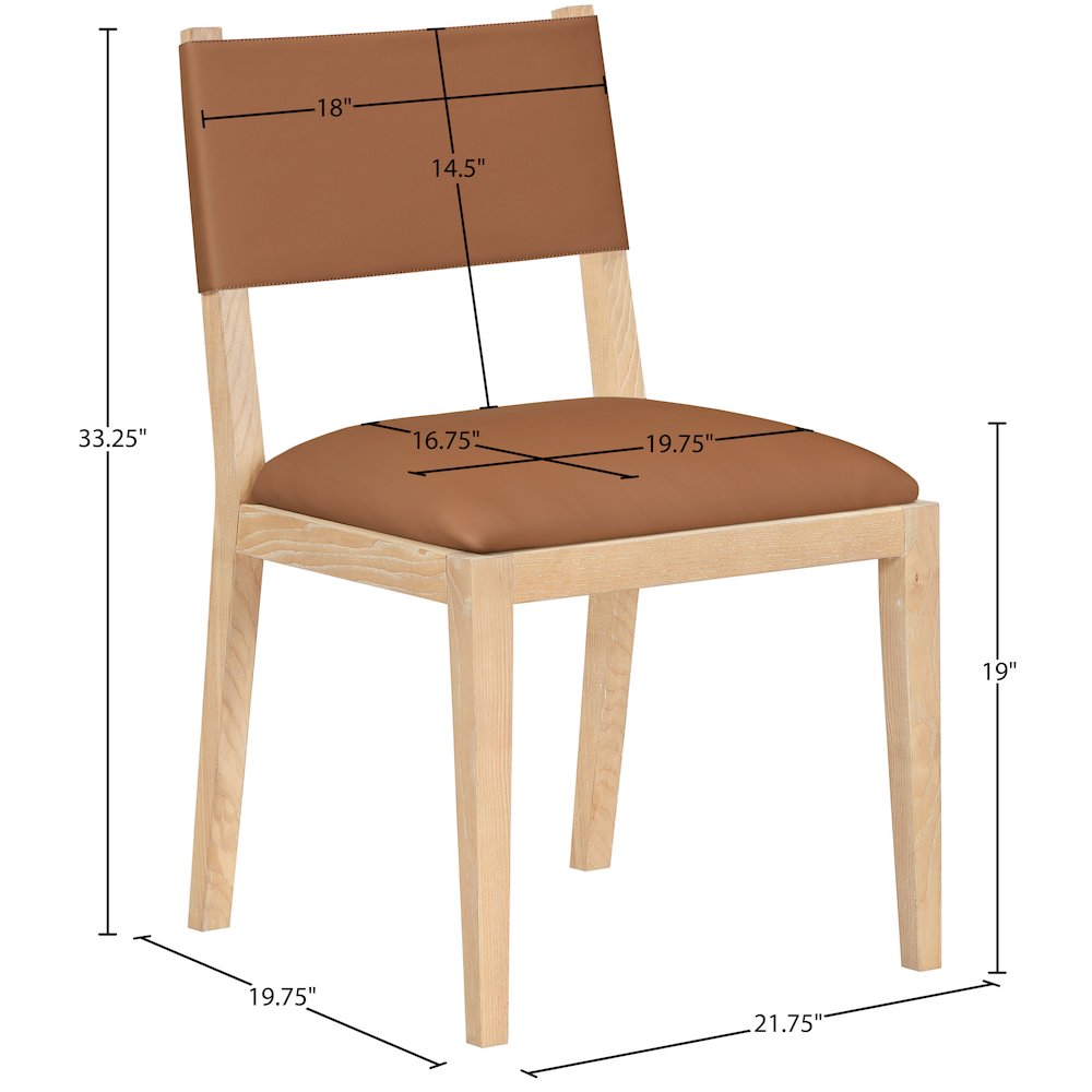 Avon Cognac Vegan Leather Dining Side Chair, Set of 2