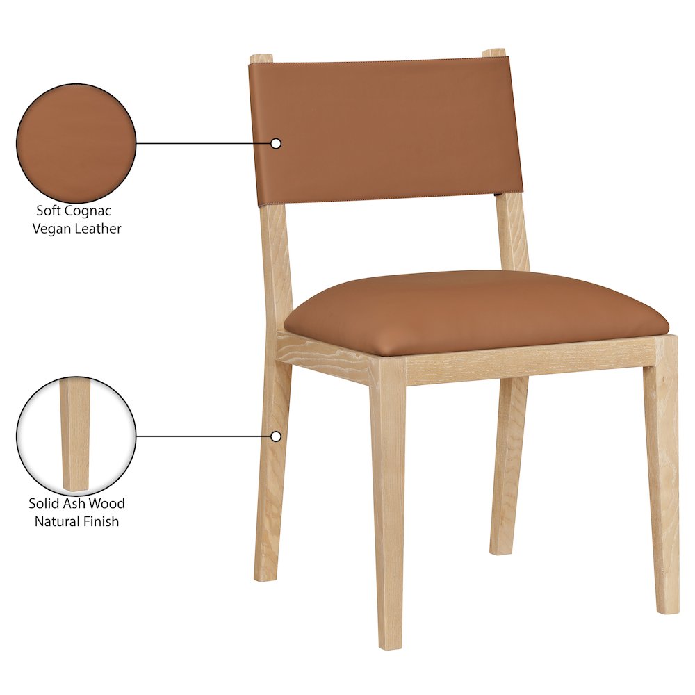 Avon Cognac Vegan Leather Dining Side Chair, Set of 2