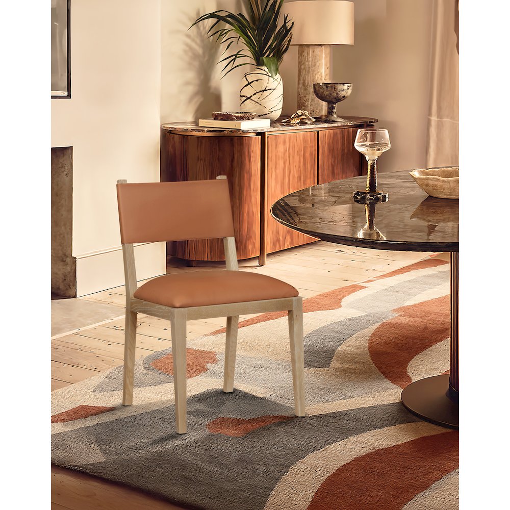 Avon Cognac Vegan Leather Dining Side Chair, Set of 2