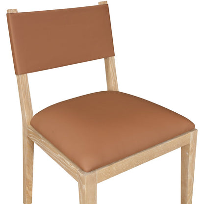Avon Cognac Vegan Leather Dining Side Chair, Set of 2