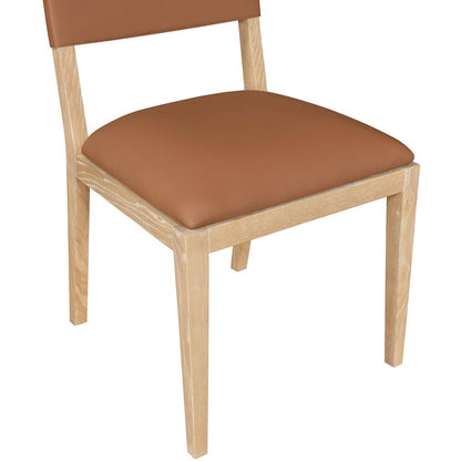 Avon Cognac Vegan Leather Dining Side Chair, Set of 2