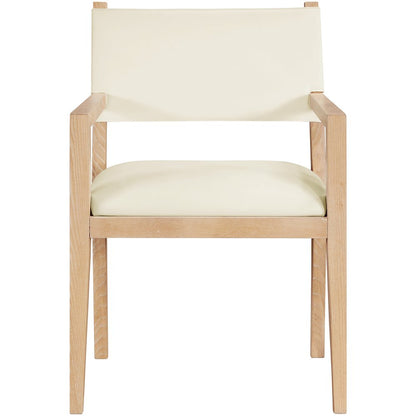 Avon Cream Vegan Leather Dining Arm Chair