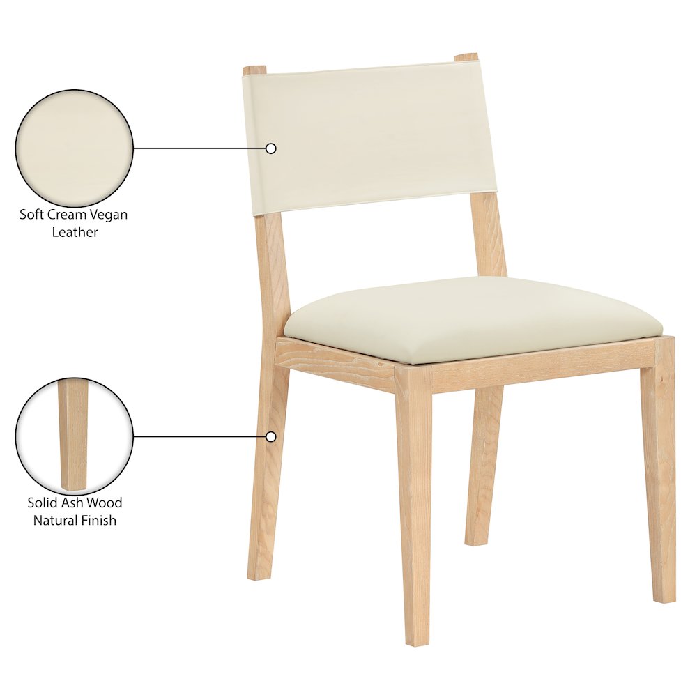 Avon Cream Vegan Leather Dining Side Chair, Set of 2