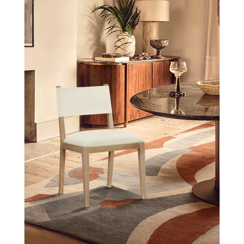 Avon Cream Vegan Leather Dining Side Chair, Set of 2
