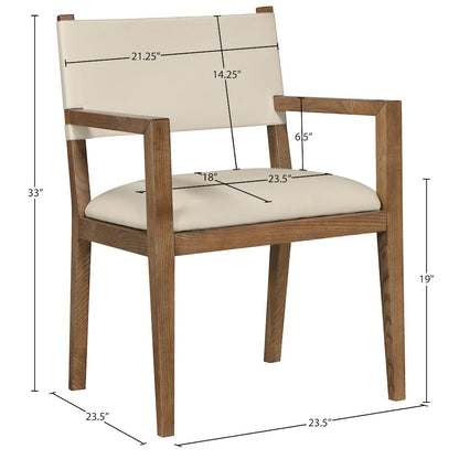 Avon Beige Vegan Leather Dining Arm Chair