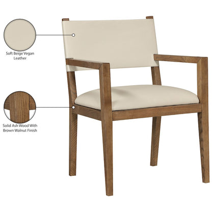 Avon Beige Vegan Leather Dining Arm Chair