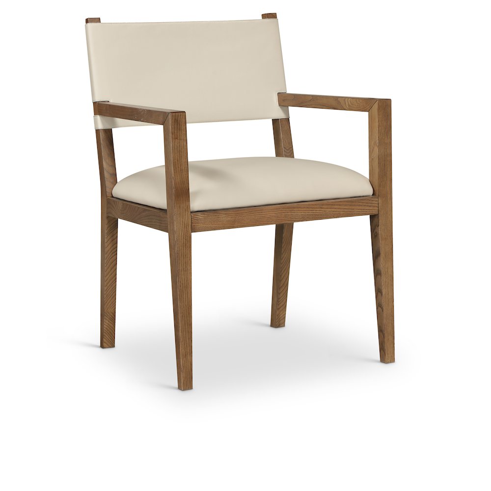Avon Beige Vegan Leather Dining Arm Chair