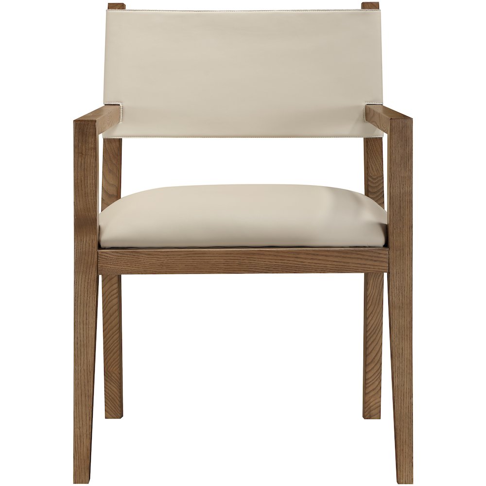 Avon Beige Vegan Leather Dining Arm Chair