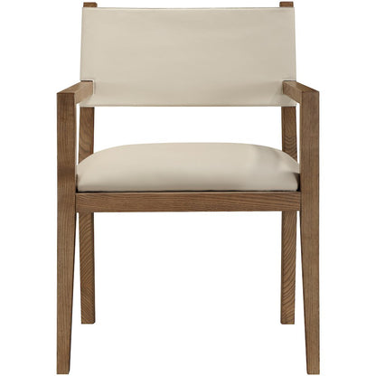 Avon Beige Vegan Leather Dining Arm Chair