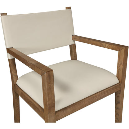 Avon Beige Vegan Leather Dining Arm Chair