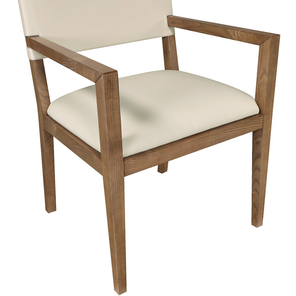 Avon Beige Vegan Leather Dining Arm Chair