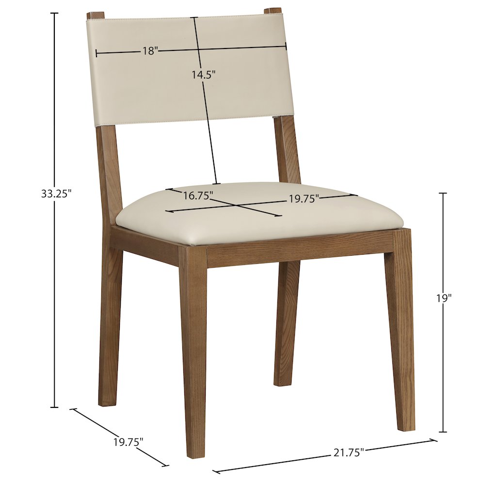 Avon Beige Vegan Leather Dining Side Chair, Set of 2
