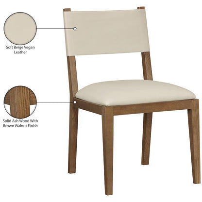 Avon Beige Vegan Leather Dining Side Chair, Set of 2