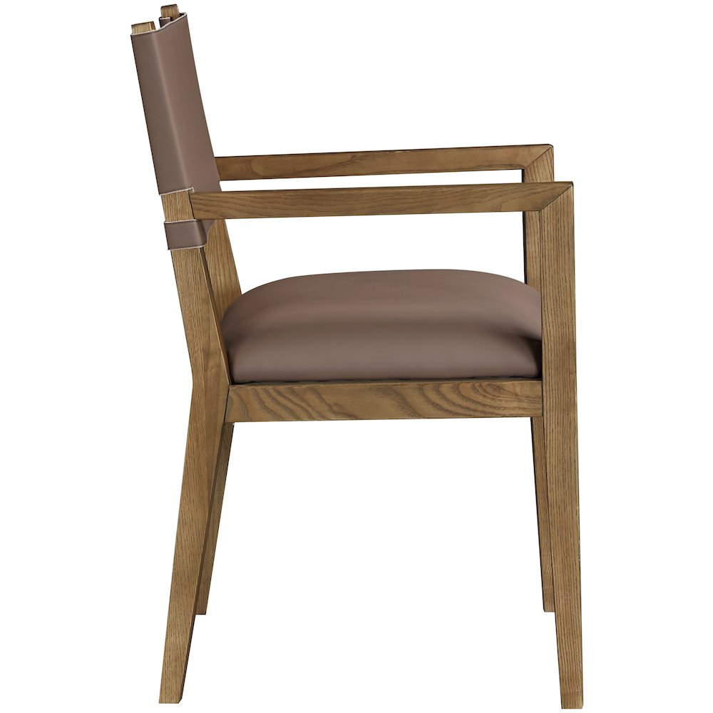 Avon Brown Vegan Leather Dining Arm Chair