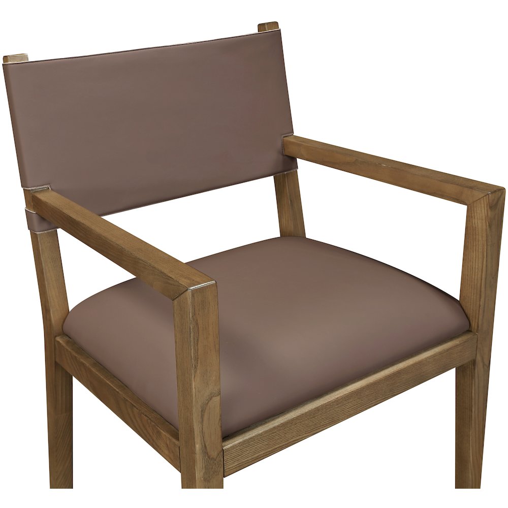 Avon Brown Vegan Leather Dining Arm Chair
