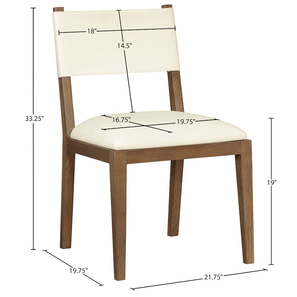 Avon Cream Vegan Leather Dining Side Chair, Set of 2