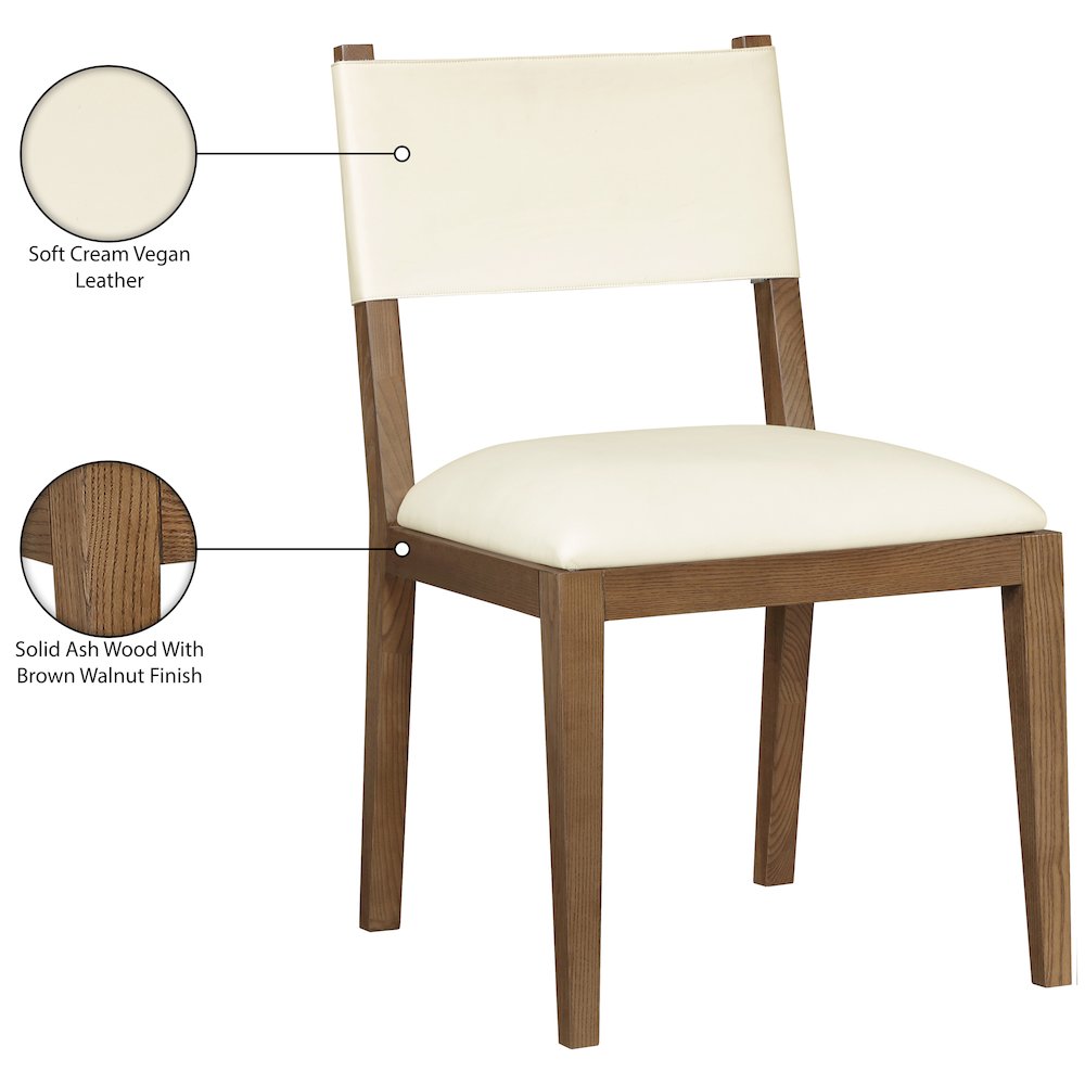 Avon Cream Vegan Leather Dining Side Chair, Set of 2
