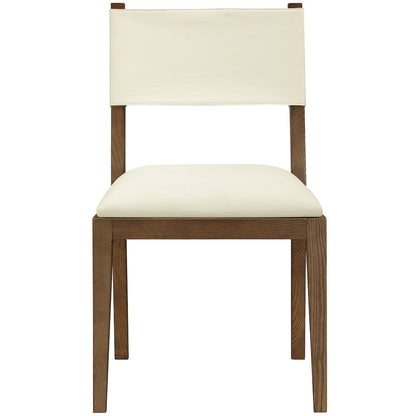Avon Cream Vegan Leather Dining Side Chair, Set of 2