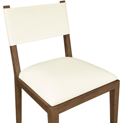 Avon Cream Vegan Leather Dining Side Chair, Set of 2