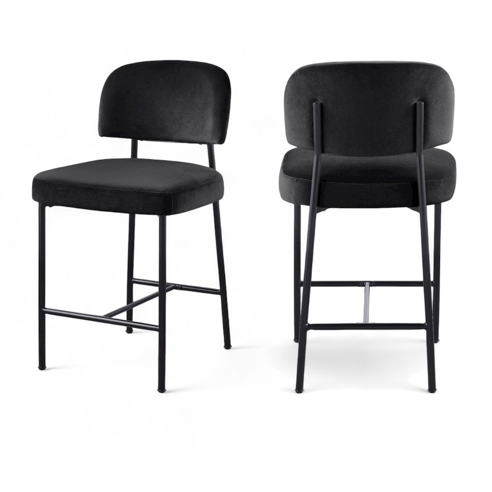 Zarelle Black Performance Fabric Upholstered Counter Stool, Set of 2
