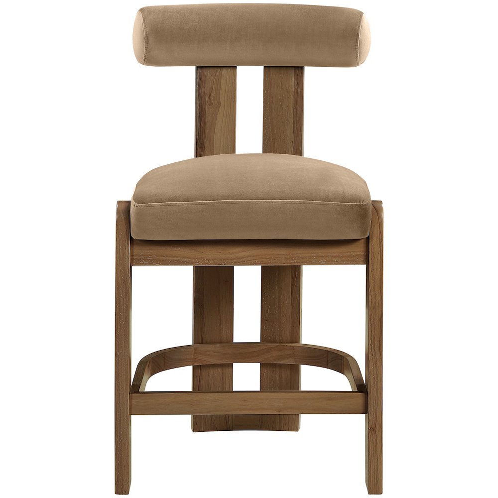 Arienzo Beige Velvet Performance Fabric Upholstered Counter Stool, Set of 2
