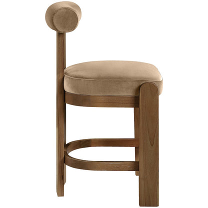 Arienzo Beige Velvet Performance Fabric Upholstered Counter Stool, Set of 2