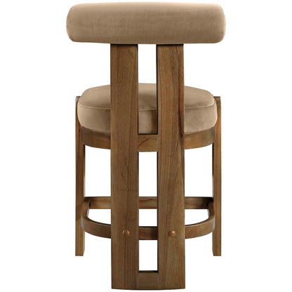 Arienzo Beige Velvet Performance Fabric Upholstered Counter Stool, Set of 2