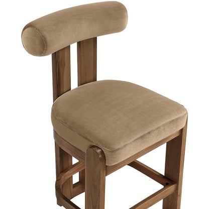 Arienzo Beige Velvet Performance Fabric Upholstered Counter Stool, Set of 2