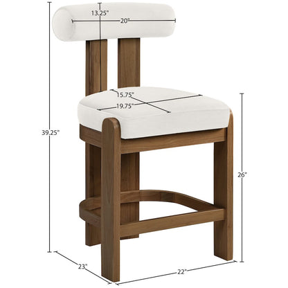 Arienzo Cream Velvet Performance Fabric Upholstered Counter Stool, Set of 2