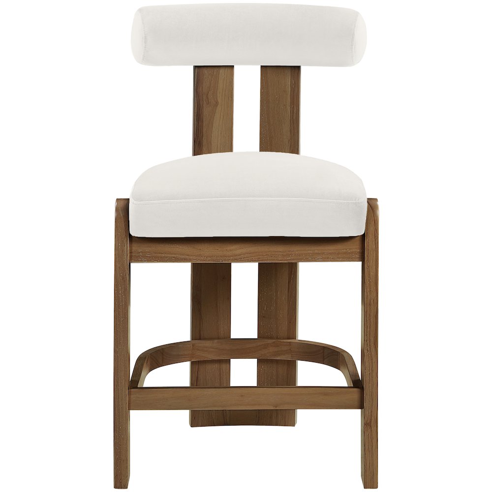 Arienzo Cream Velvet Performance Fabric Upholstered Counter Stool, Set of 2