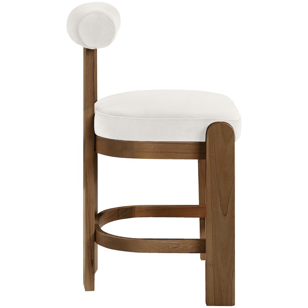 Arienzo Cream Velvet Performance Fabric Upholstered Counter Stool, Set of 2