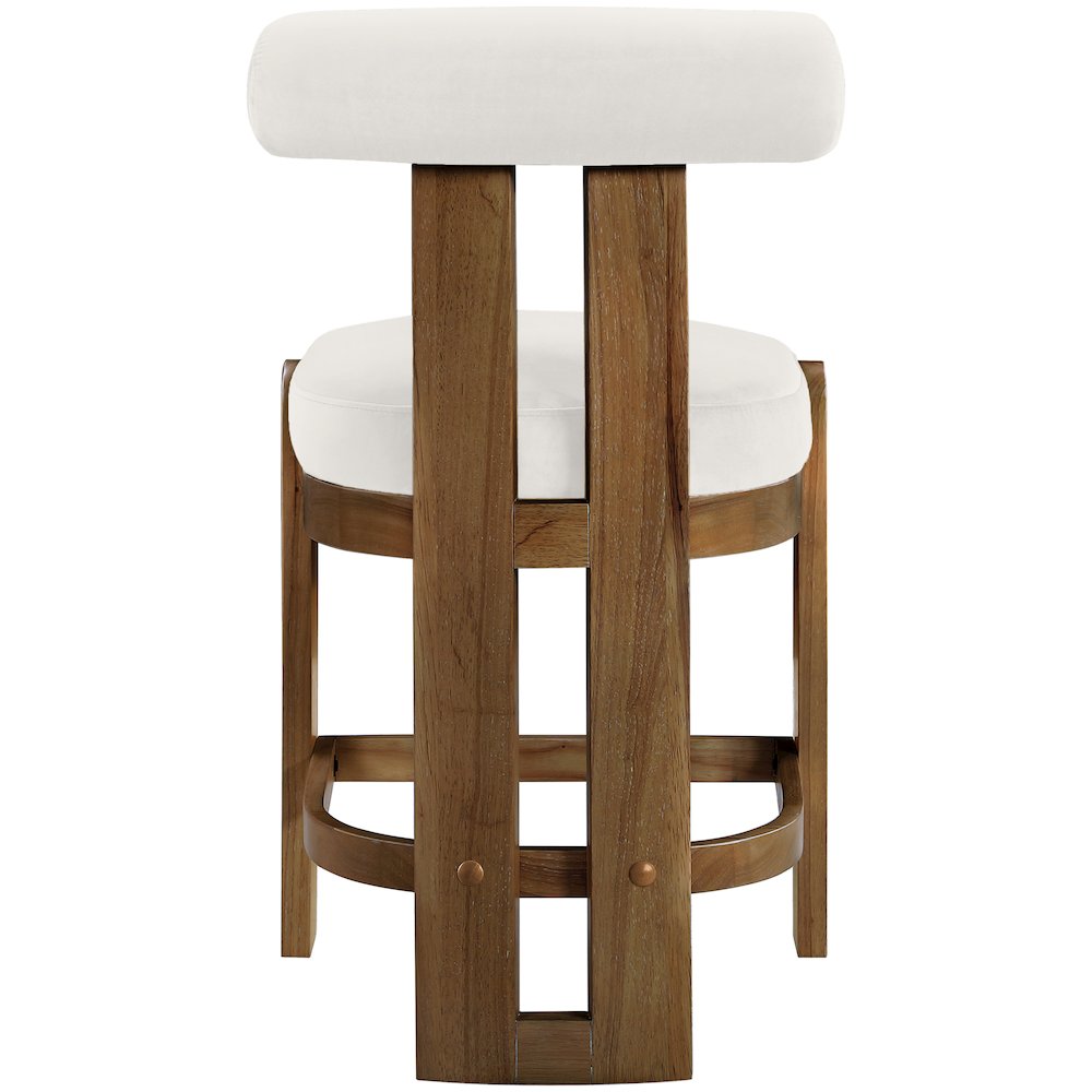 Arienzo Cream Velvet Performance Fabric Upholstered Counter Stool, Set of 2
