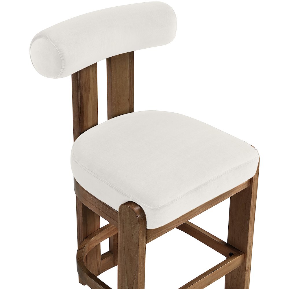 Arienzo Cream Velvet Performance Fabric Upholstered Counter Stool, Set of 2