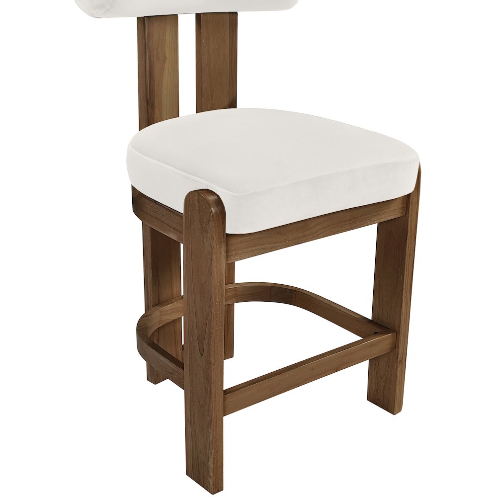 Arienzo Cream Velvet Performance Fabric Upholstered Counter Stool, Set of 2