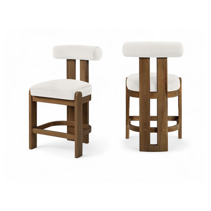Arienzo Cream Velvet Performance Fabric Upholstered Counter Stool, Set of 2