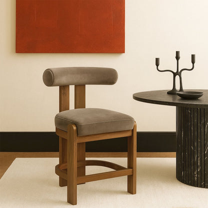Arienzo Taupe Velvet Performance Fabric Upholstered Counter Stool, Set of 2