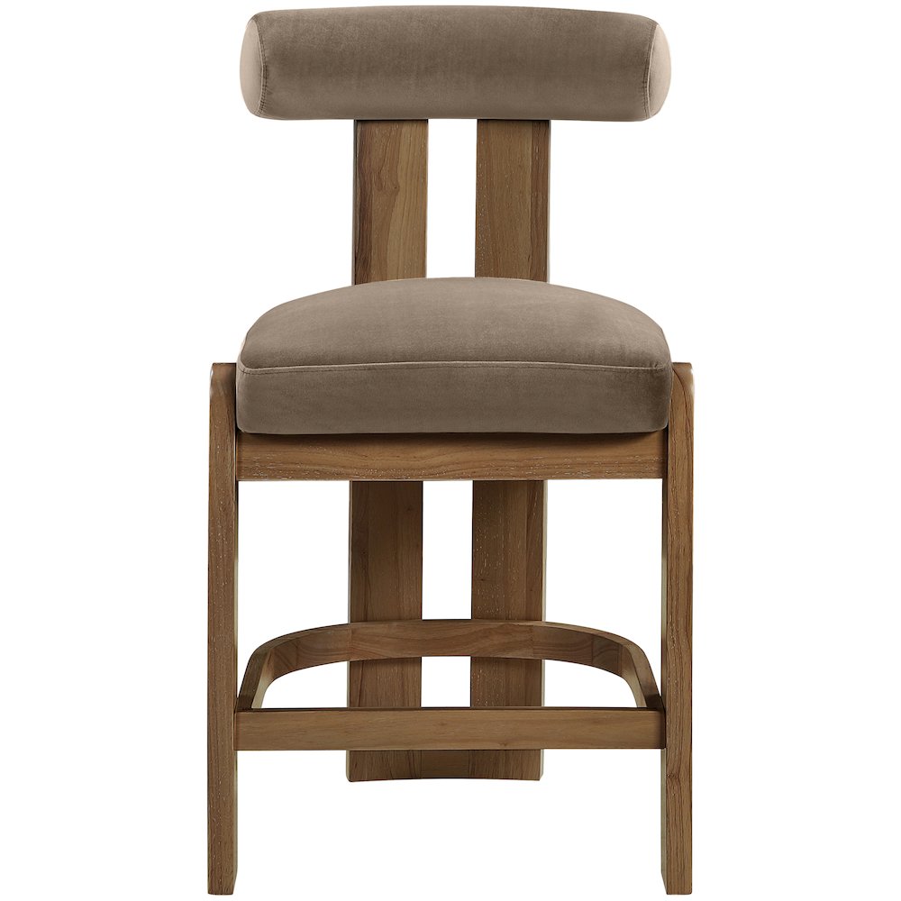 Arienzo Taupe Velvet Performance Fabric Upholstered Counter Stool, Set of 2