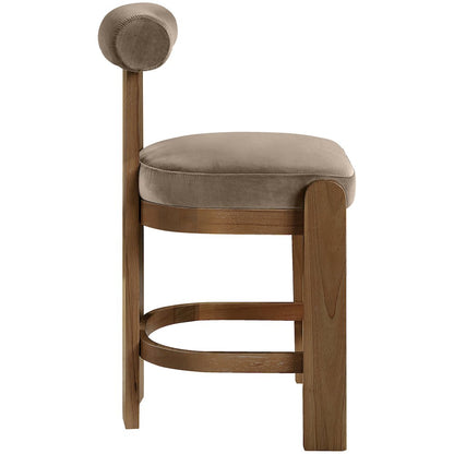 Arienzo Taupe Velvet Performance Fabric Upholstered Counter Stool, Set of 2