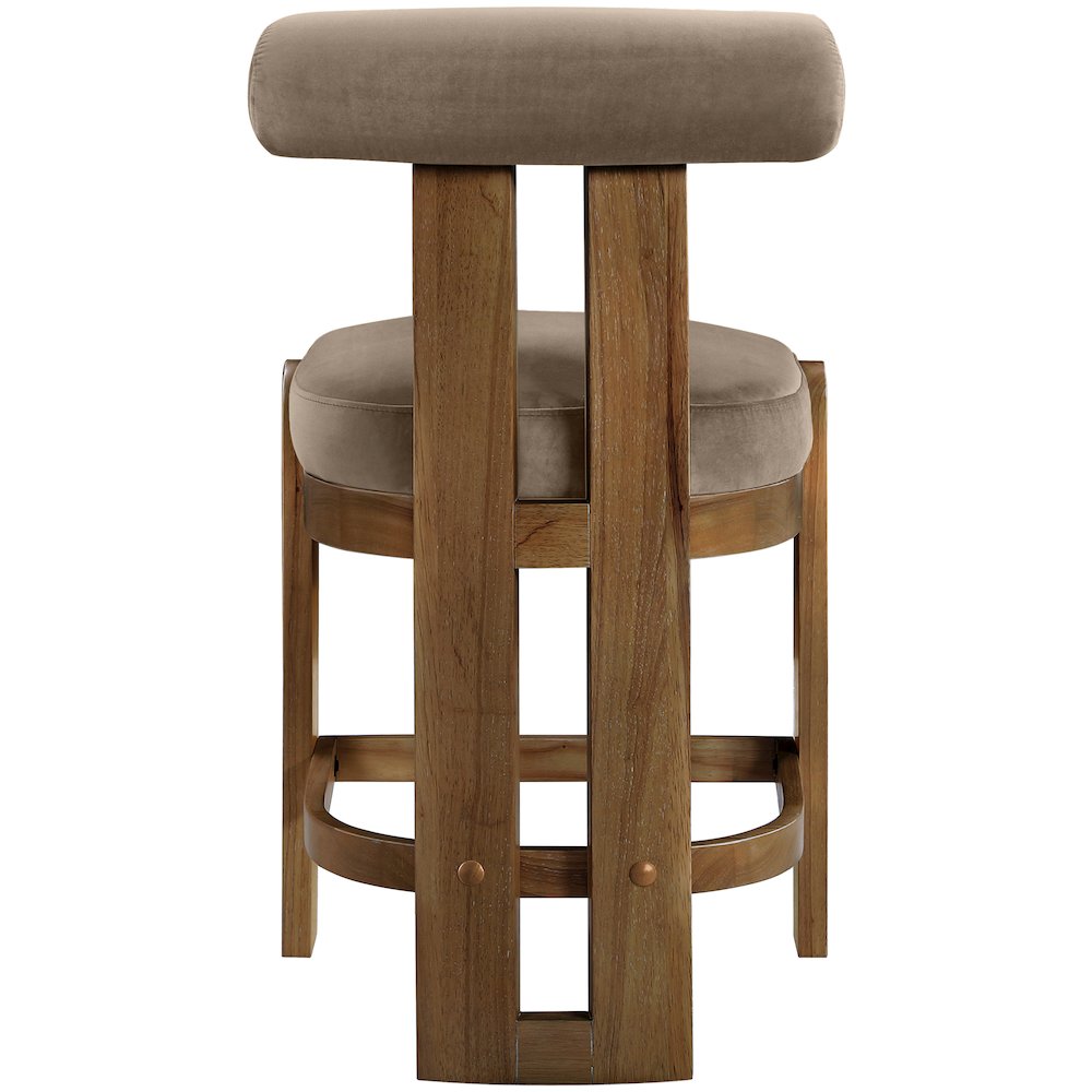 Arienzo Taupe Velvet Performance Fabric Upholstered Counter Stool, Set of 2