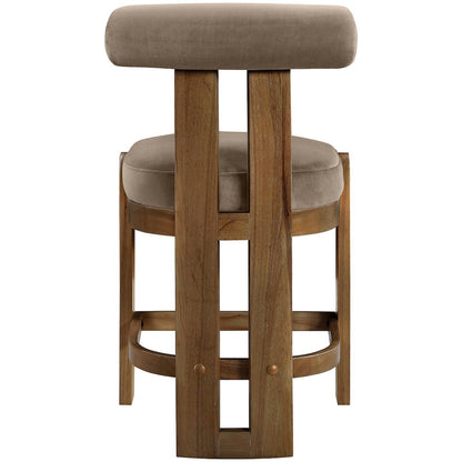 Arienzo Taupe Velvet Performance Fabric Upholstered Counter Stool, Set of 2