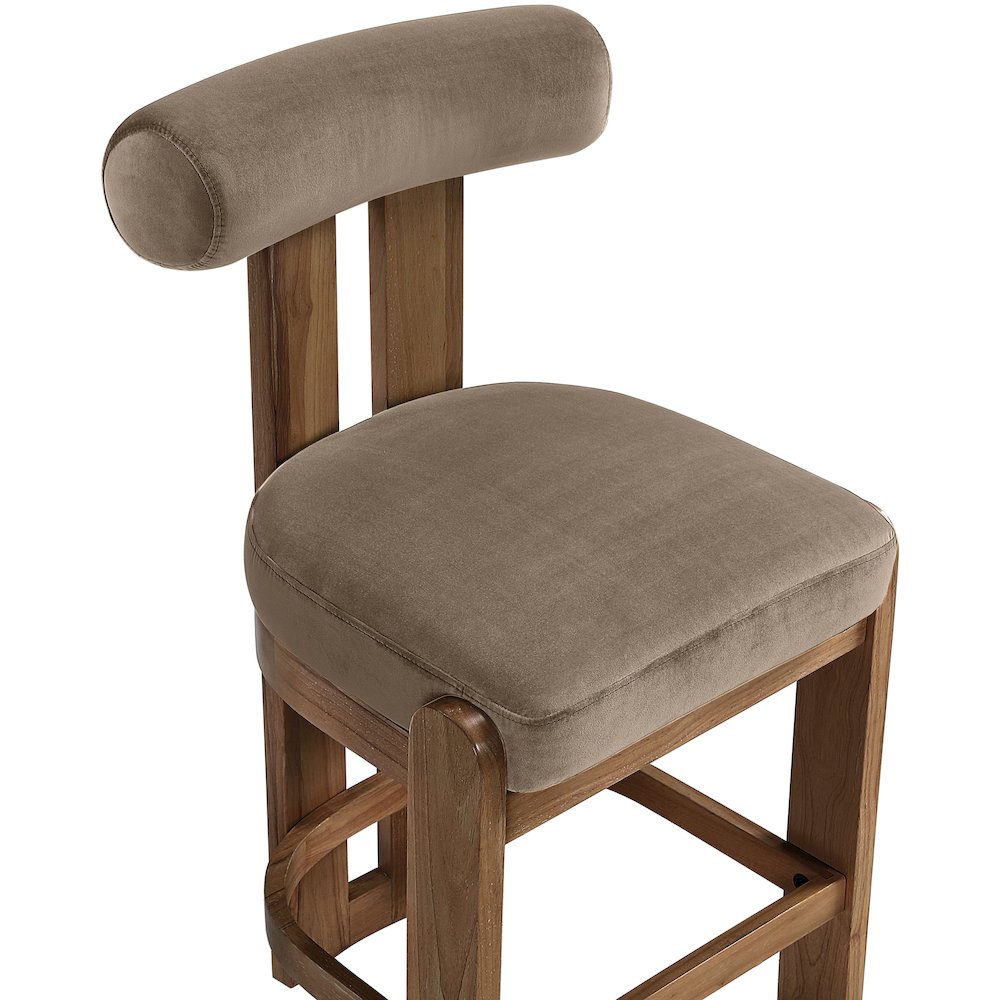 Arienzo Taupe Velvet Performance Fabric Upholstered Counter Stool, Set of 2
