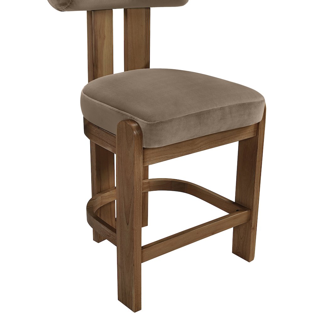 Arienzo Taupe Velvet Performance Fabric Upholstered Counter Stool, Set of 2