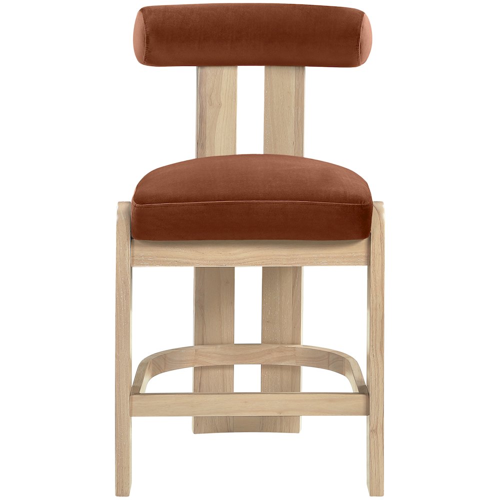 Arienzo Cognac Velvet Performance Fabric Upholstered Counter Stool, Set of 2
