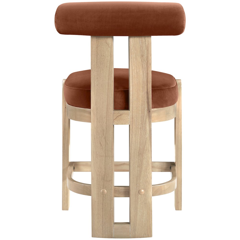 Arienzo Cognac Velvet Performance Fabric Upholstered Counter Stool, Set of 2