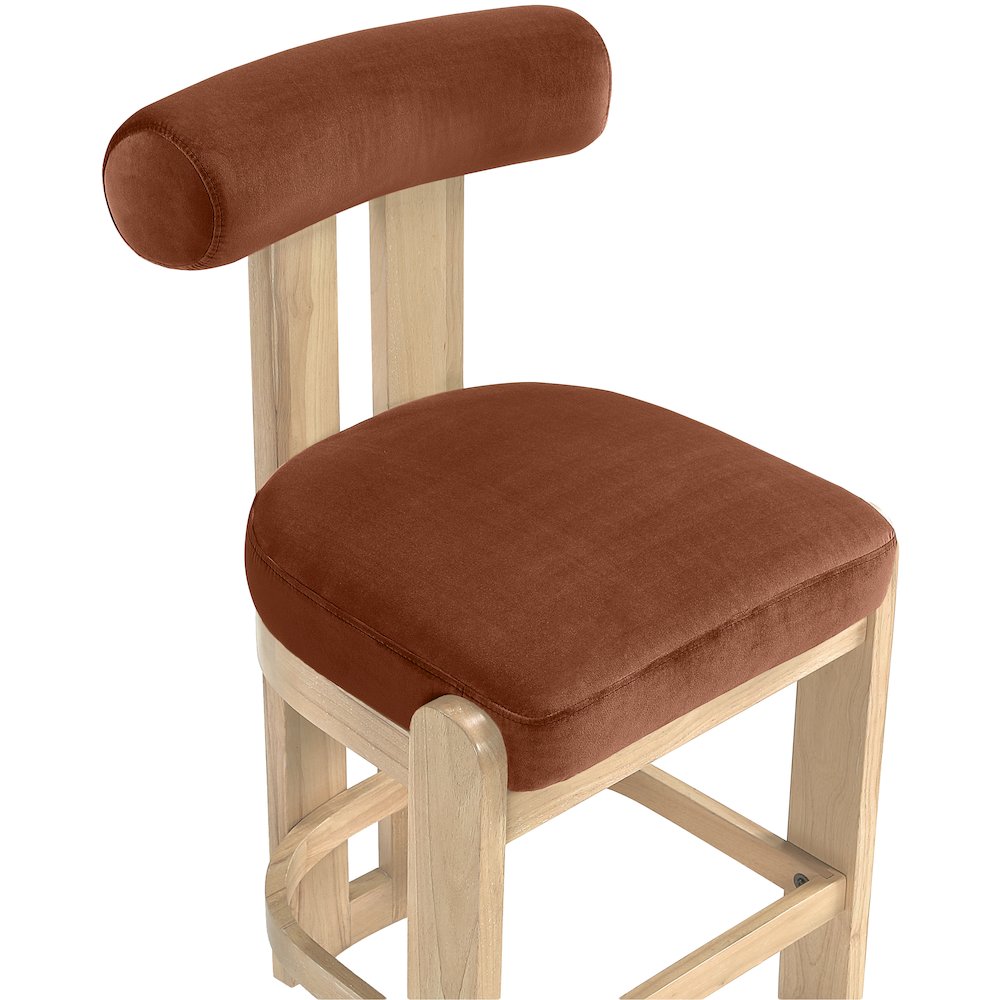 Arienzo Cognac Velvet Performance Fabric Upholstered Counter Stool, Set of 2