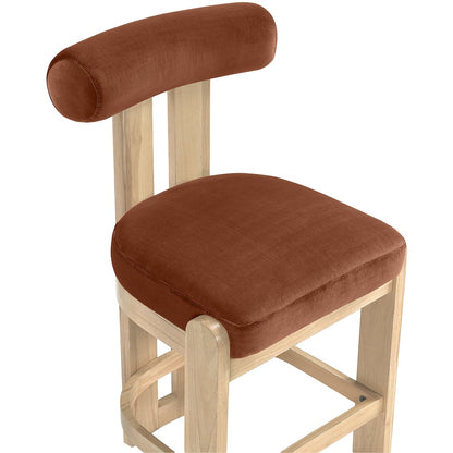 Arienzo Cognac Velvet Performance Fabric Upholstered Counter Stool, Set of 2