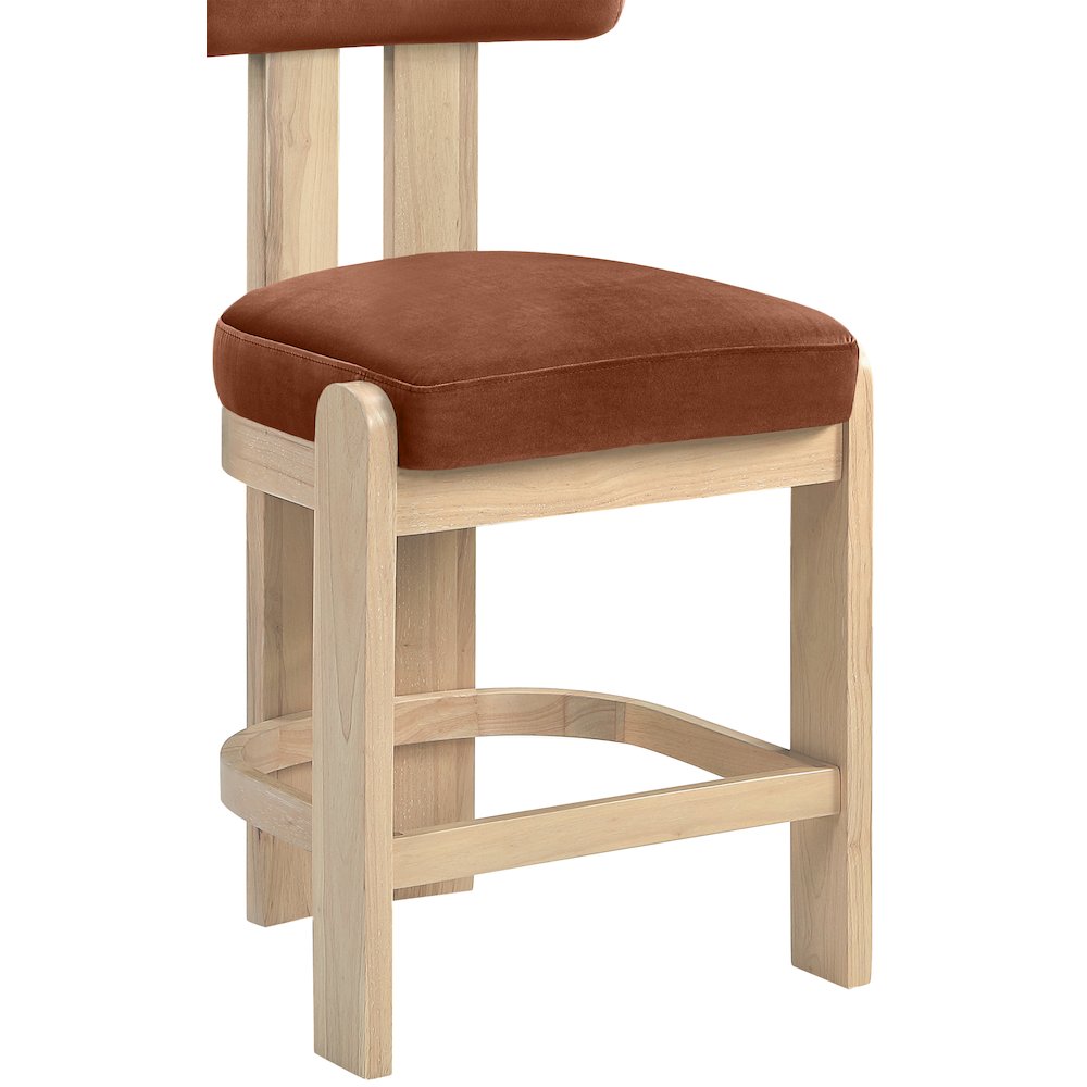 Arienzo Cognac Velvet Performance Fabric Upholstered Counter Stool, Set of 2