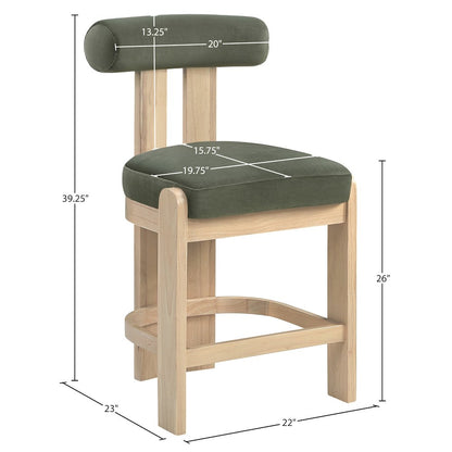 Arienzo Green Velvet Performance Fabric Upholstered Counter Stool, Set of 2