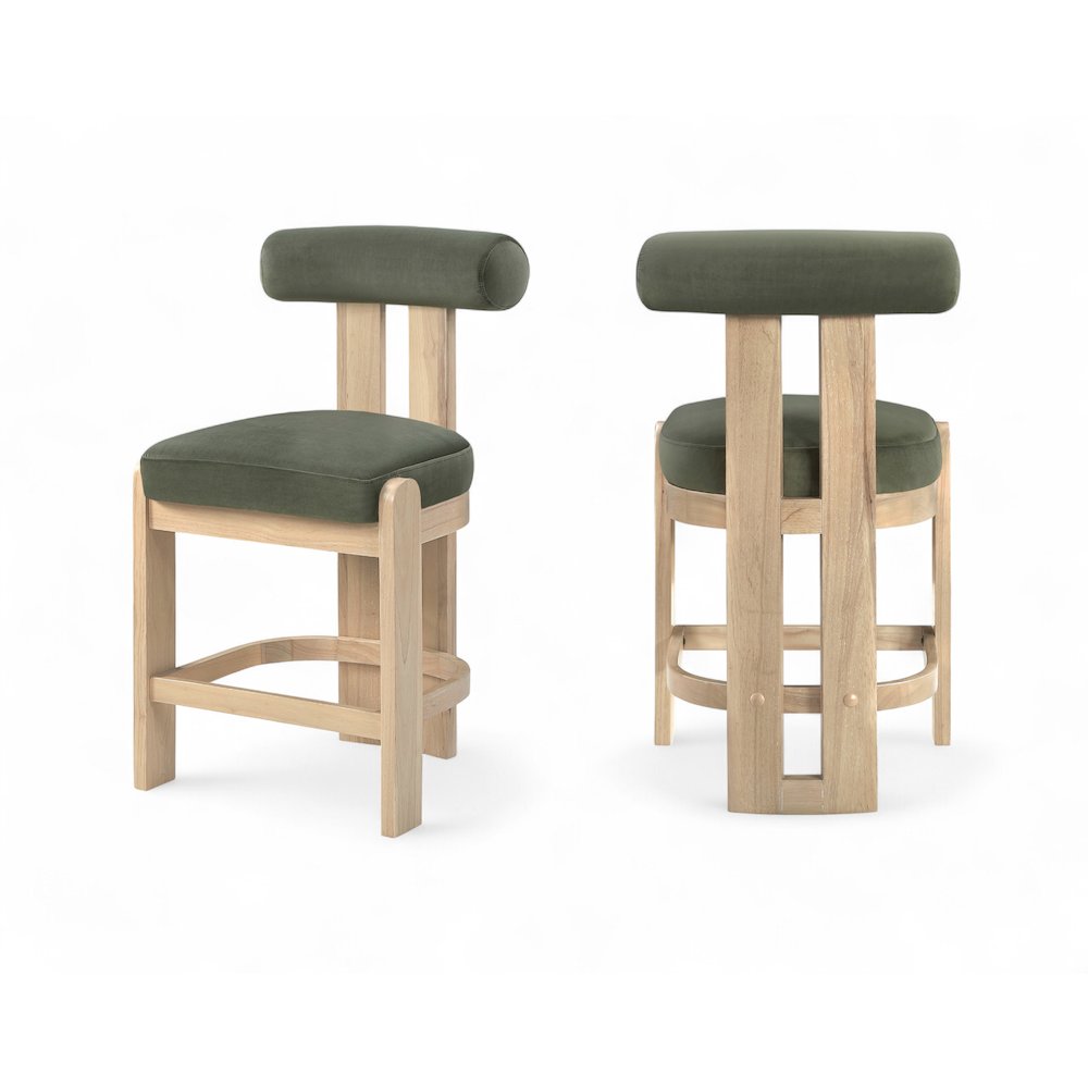 Arienzo Green Velvet Performance Fabric Upholstered Counter Stool, Set of 2