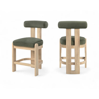 Arienzo Green Velvet Performance Fabric Upholstered Counter Stool, Set of 2